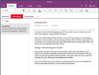 создание страницы OneNote